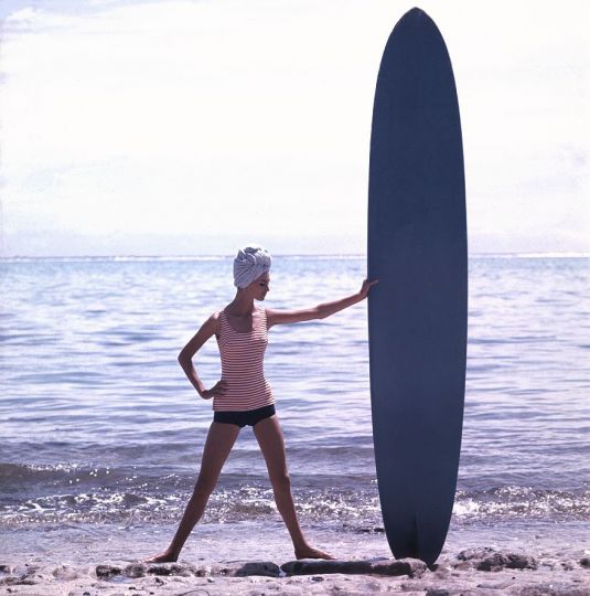 Catherine and her Surfboard, Biarritz, 1959
- Copyright Georges Dambier/ Courtesy of Bonni Benrubi Gallery, NYC
