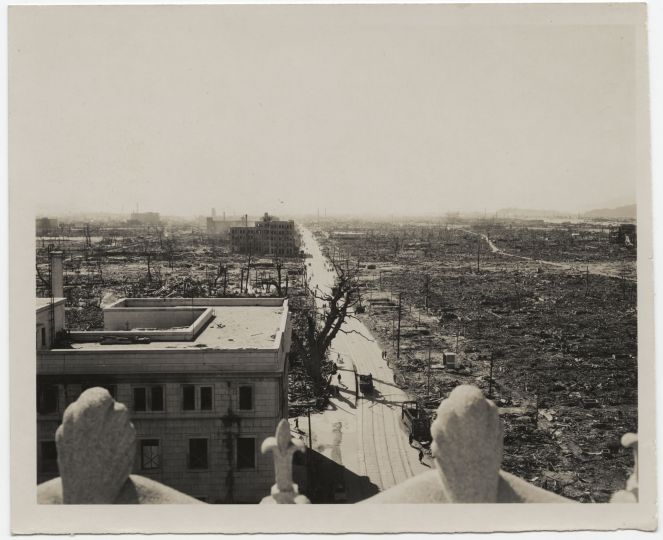 United States Strategic Bombing Survey, Physical Damage Division [Rooftop view of atomic destruction, looking southwest, Hiroshima], October 31, 1945rn© International Center of Photography