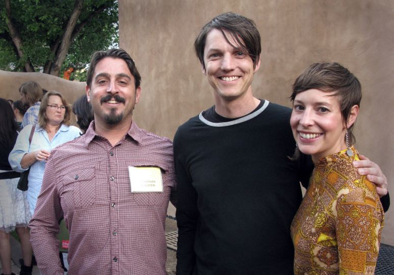 Jonathan Blaustein, Photographer and APhotoEditor.com contributor and Scott B. Davis, Photographer and Director of Exhibitions at Museum of Photographic Arts (MoPA), with Chantel Paul, Curatorial Assistant at MoPA, at the New Mexico Museum of Art Opening Reception for Review Santa Fe