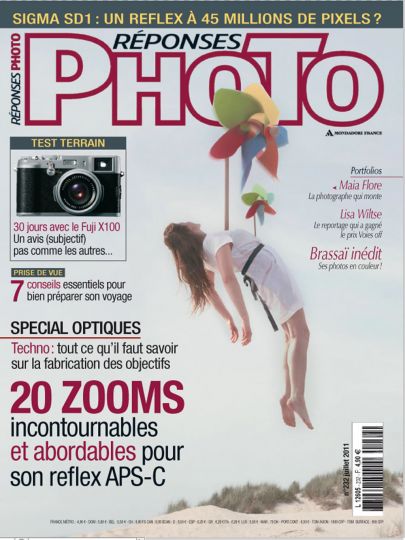 --Two portfolios, Brassaï in color and Maia Flore/VU, the air girl - As always in this magazine, lots of practical advice and tests (the 20 best zooms, selection of the best digital cameras of the month u2026).--rnRéponses PHOTO, July 2011.