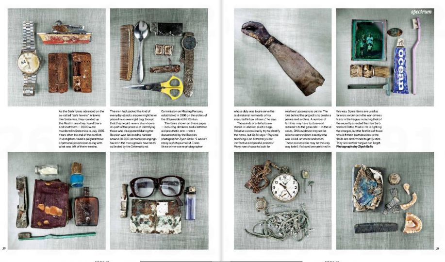 --The (some) usual objects, souvenirs that had belonged to the Bosnians assassinated by the Serbians found and collected from the communal graves.--rnThe Sunday TIme Magazine, June 26.rnPhotos: Ziyah Gafic.