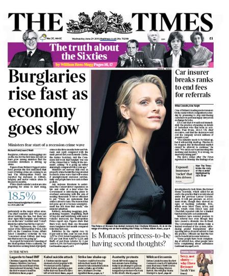 --This important newspaper devotes its cover to a rumor, perhaps it's no longer a rumor? Long live Saturdays!--rnThe Times, June 29.