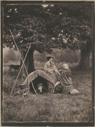 John Dillwyn Llewelyn 
The fortune teller, 1856
Coated salt print from a wet collodion negative
21.2 x 16.1 cm 
