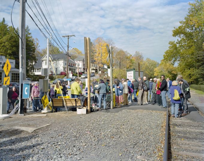 End of rally against the construction of Coal by Wire power lines through the Delaware Water Gap National Recreation Area, Portland, Pennsylvania, October 21, 2010rn© Judith Joy Ross - Courtesy Pace/MacGill Gallery