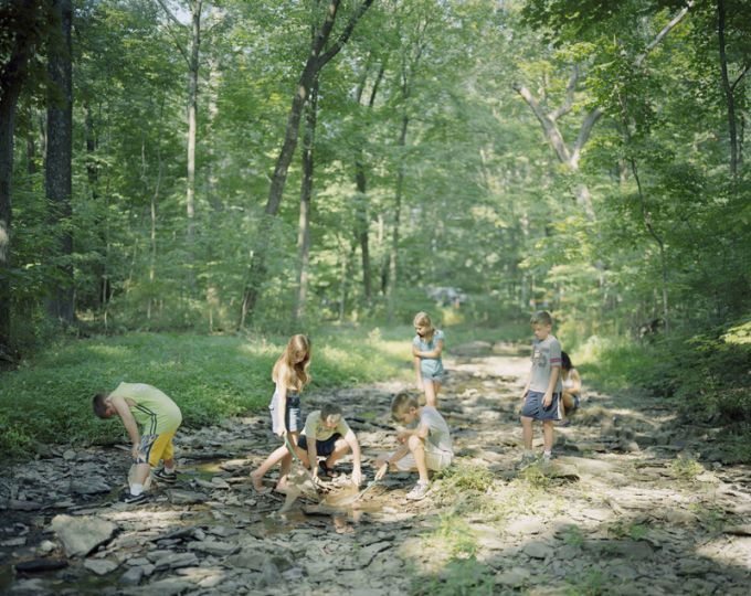 Children in Neshaminy Creek, Wildlife Camp, The Aark Foundation Wildlife Rehabilitation and Education Center, Chalfont, Pennsylvania, 2011 rn© Judith Joy Ross - Courtesy Pace/MacGill Gallery