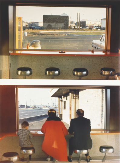 View Interior, New Highway Restaurant, Jersey City, N.J., 1967 (detail)rnC-prints (printed in 1996) each 50.6 x 76.2 cm (images)rnOn permanent loan from Siemens AG, Munich, to the Sammlung Moderne Kunst since 2003rn© Dan Graham