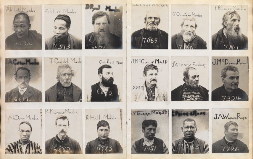 19 - San Francisco Police Department Bureau of Identification Inmate/Prisoner ID Mug Shot Album, 710 photographs on 40 pages, 1908-10. Estimate $4,000 to $6,000.