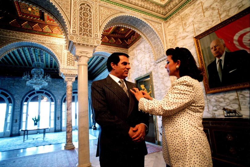 Tunisian president Zine El Abidine Ben Ali with his wife Leila Trabelsi at Carthage presidential palace, in 1997 © Ammar Abd Rabbo