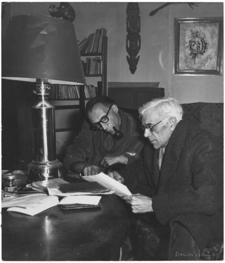 Denise Colomb, Pierre Loeb et Georges Braque, épreuve gélatino-argentique, 1949. Médiathèque de l'architecture et du patrimoine