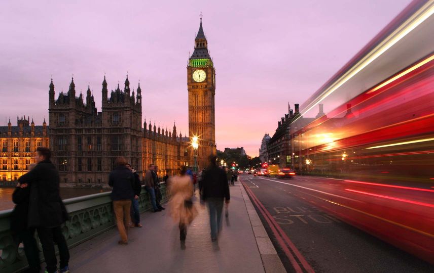 Big Ben, 1858, clock tower of Palace of Westminster or Houses of Parliament, London, UK, 1840-60, by Sir Charles Barry and Augustus Pugin, seen from Westminster Bridge, road and foot traffic bridge, 1862, Thomas Page and Charles Barry. © Manuel Cohen