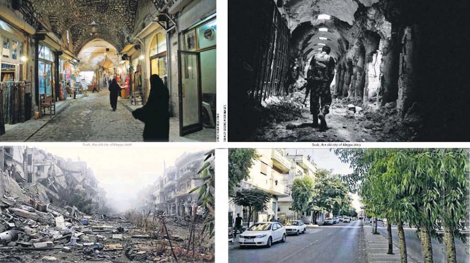 The Guardian2.  La Syrie , avant et après. Homs et Alep.  © Lynsey Addario/Corbis- Stanley Green/Noor (Alep).