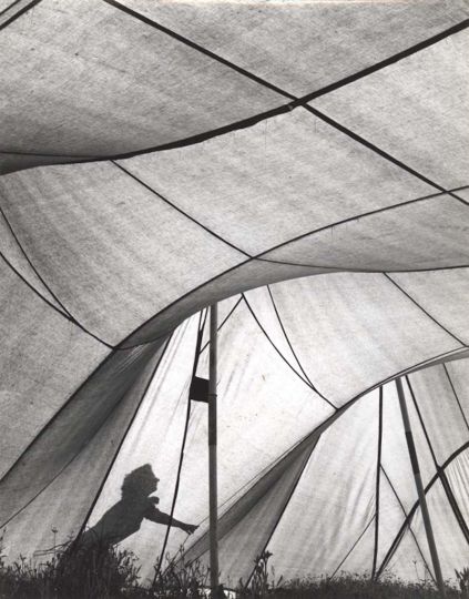 LUDWIG WINDSTOSSER. Untitled (Woman's Shadow on a Tent), ca. 1950-1960. gelatin silver print, printed ca. 1950-1960. 29,1 x 22,4 cm © Estate of the Artist