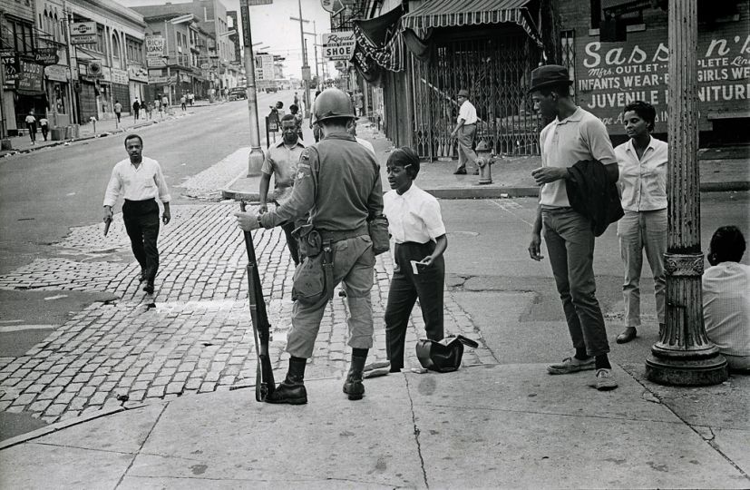 The National Guard on the streets of Newark, aftermath of the riots. The Newark riots lasted 6 days and left 26 dead. Newark, New Jersey, July 1967. © Benedict J. Fernandez