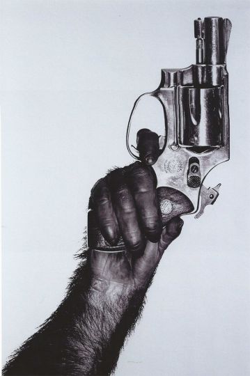 Lot 01 : Albert Watson. Monkey with gun, New York City, 1992.