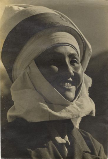 Max Alpert (1899-1980) Portrait of a Kirghiz Woman, 1936 Vintage gelatin silver print 141⁄4x95/8 in.(36.2x24.4cm) Label of exhibition in Boston in 1939 in English on verso
