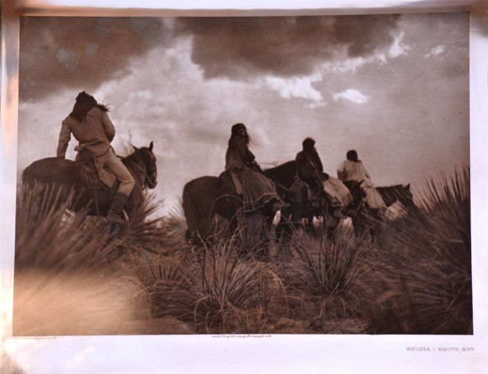 Edward S. Curtis, The Storm - Apache, 1906, Copper Photogravure Printing Plate,  14 x 17 1/2 inches