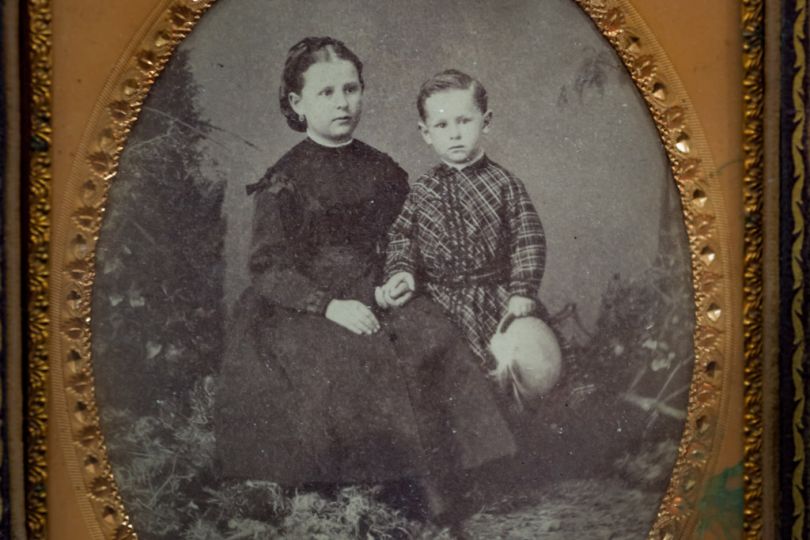 Albumen photo by Bradley & Rulofson of San Francisco of Jennie Easton and a young Ansel Mills Easton © Andy Romanoff