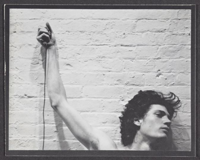 Robert Mapplethorpe (American, 1946–89). Self-Portrait, 1974, gelatin silver print from Polaroid negative (produced as multiple). Gift of The Robert Mapplethorpe Foundation to the J. Paul Getty Trust and the Los Angeles County Museum of Art.