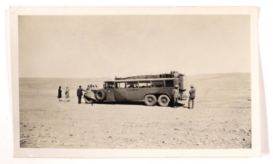 JEAN LACAM (1907-c.1990), Modern Transportation reaching Tello, 1931. Vintage silver print, 70x112 mm.