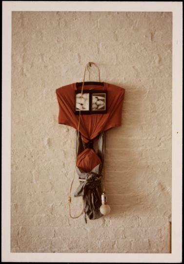 Samuel J. Wagstaff (American 1921–1987). Photograph of a Mapplethorpe mixed-media assemblage (ca 1972) at his Bond Street loft, ca. 1973, Kodacolor print. Gift of The Robert Mapplethorpe Foundation.