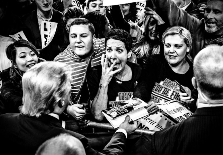 Donald Trump at a  rally in Lowell MA