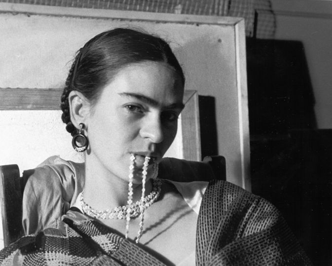 Lucienne Bloch, Frida Bitting her Necklace, 1933,Courtesy of the Estate and PDNB Gallery, Dallas, TX