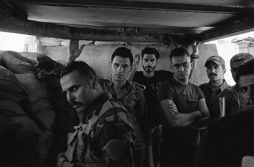 Peshmergas sur une des bases militaires entourant Hawija, dernier bastion djihadiste en Irak, province de Kirkouk, septembre 2017 © Matthieu Chazal