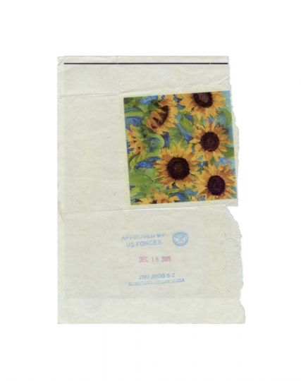 A redacted copy of a letter sent to UK resident Omar Deghayes during his six years of captivity at the Guantanamo Bay detention camp, 2010, from the series Letters to Omar © Edmund Clark