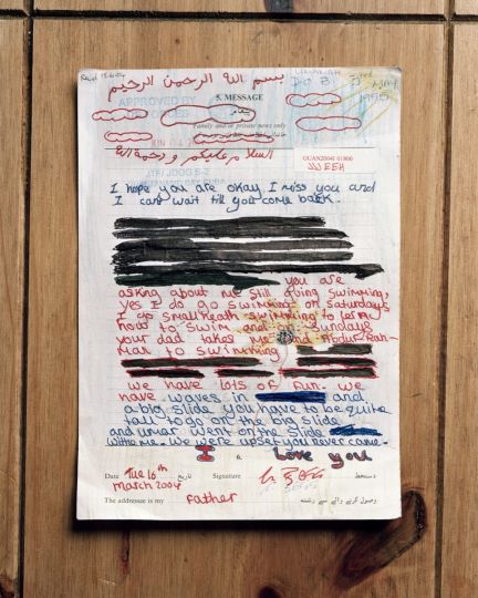 Original, hand censored letter to a detainee from his daughter © Edmund Clark