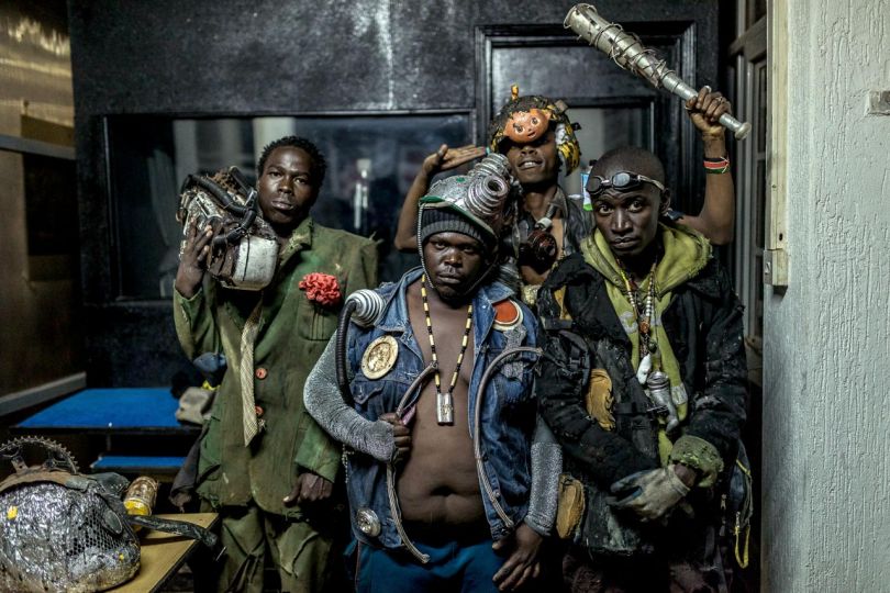 Kibera: Stories From Within © Brian Otieno 1st Place - Artists from Kibera, in their post-apocalyptic costumes pose for a photo backstage during a music video launch shot and directed by Stephen Okoth - a young filmmaker born and living in Kibera.
