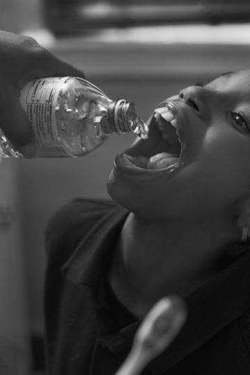 LaToya Ruby Frazier Shea brushing Zion’s teeth with bottled water in her bathroom, 2016 / 2017 Gelatin silver print 40 x 30 inches Collection of Bobby and Eleanor Cayre All images courtesy of the artist and Gavin Brown's enterprise, New York / Rome.