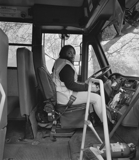 LaToya Ruby Frazier Shea at work driving bus 38, Route 45 for Flint Community Schools Transportation, First Student Co., 2016 / 2017 Gelatin silver print 24 x 20 inches All images courtesy of the artist and Gavin Brown's enterprise, New York / Rome.