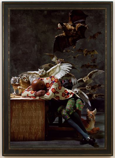 Yinka Shonibare British / Nigerian, born 1962 The Sleep of Reason Produces Monsters (Asia), 2008 Chromogenic print Image: 182.9 × 125.7 cm (72 × 49 1/2 in.) Courtesy of Santa Barbara Museum of Art, Museum Purchase, the Austin Fund in Honor of Wright S. Ludington © Yinka Shonibare CBE. Courtesy James Cohan, New York