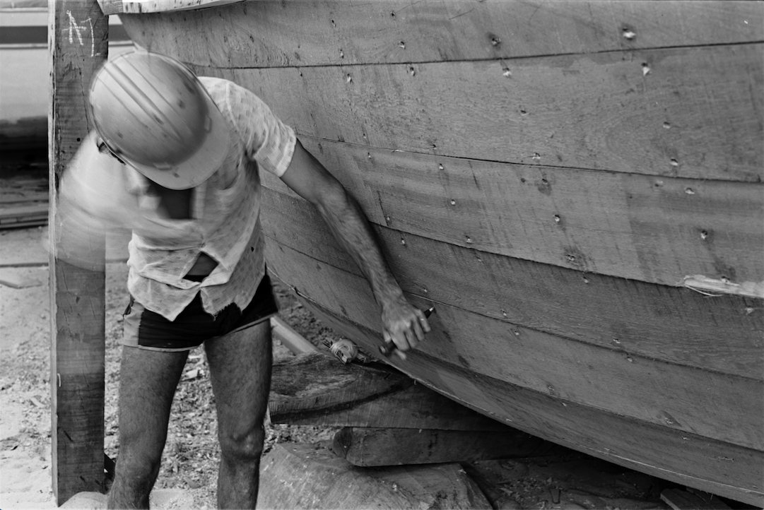 Phill Niblock Boatyards, 1984, 35mm film, 10h x 8w in, Courtesy of Phill Niblock and Fridman Gallery.