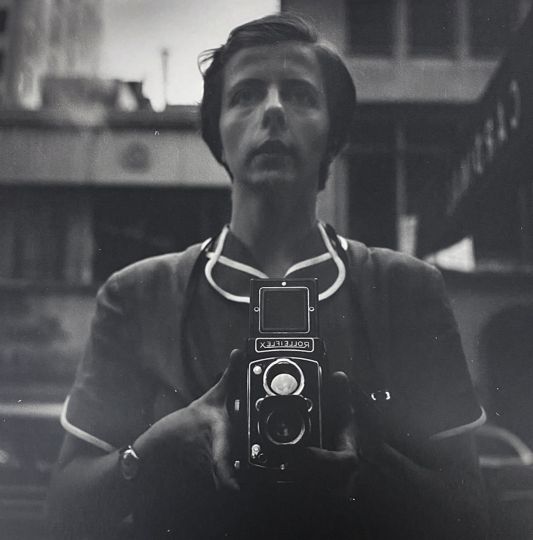 Vivian Maier
Self-portrait, New York, NY, 1954 Gelatin silver print, posthumous Print size: 16 x 20 inches
Signed and stamped by John Maloof
Estate of Vivian Maier / Courtesy Maloof Collection, Howard Greenberg Gallery, New York & Les Douches la Galerie, Paris
