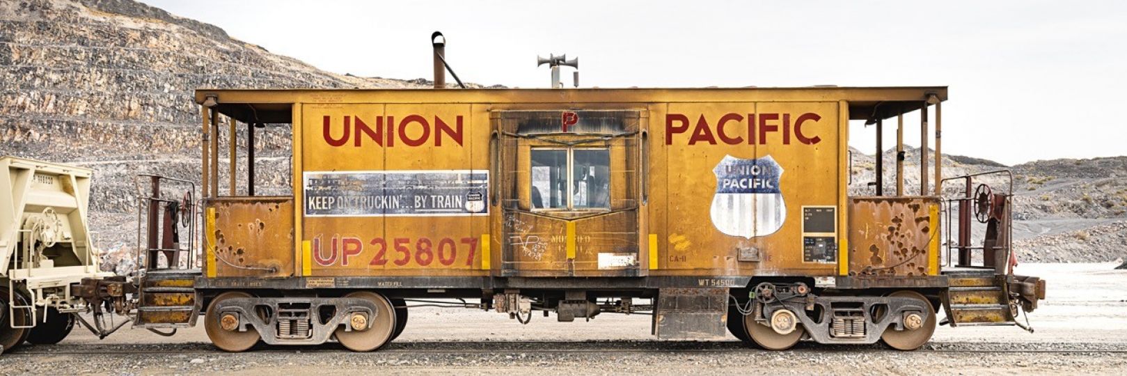 Stephen Mallon, “Caboose UP 25807” Great Salt Lake, UT (available as 10”x30, ed. 10   15”x45”, ed. 10   20”x60”, ed.10 )© Stephen Mallon - Courtesy Front Room Gallery
