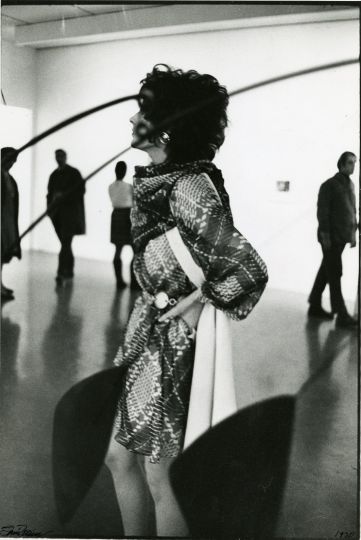 Louis FAURER (American, 1916-2001) Fashion for Harper's Bazaar, with Calder sculpture at The Museum of Modern Art, NYC, 1970 vintage gelatin silver print paper 14 x 11
