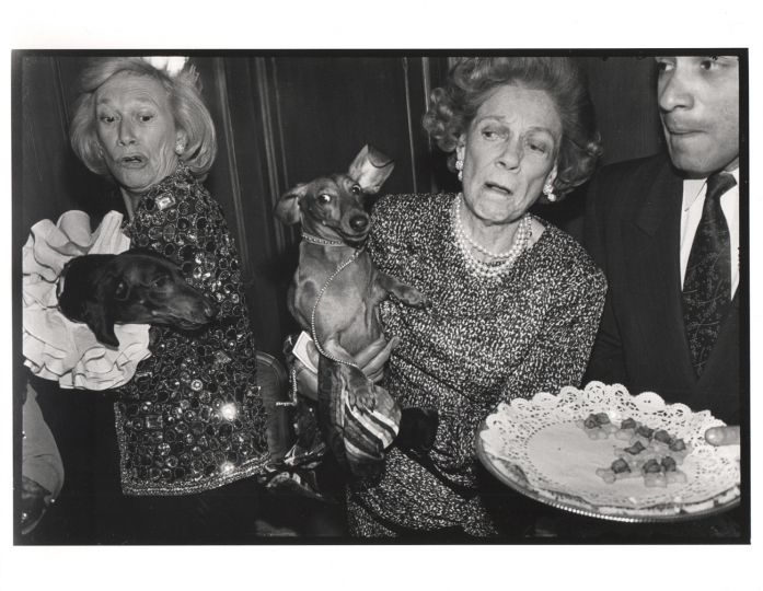 Iris Love and Brooke Astor with Just Desserts and Dolly Astor at a Dachund party. Barbetta. Manhattan. 12 February 1990, from 