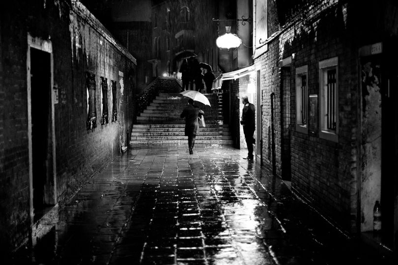 Venice at Night - Walking in the Rain in San Barnaba © Jim McKinniss