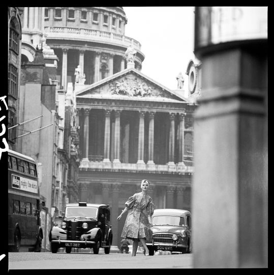 Cotton Board Fashion Shoot at St. Paul’s, London Silver Gelatin Photograph Executed in 1959 © Brian Duffy - Courtesy Holden Luntz Gallery