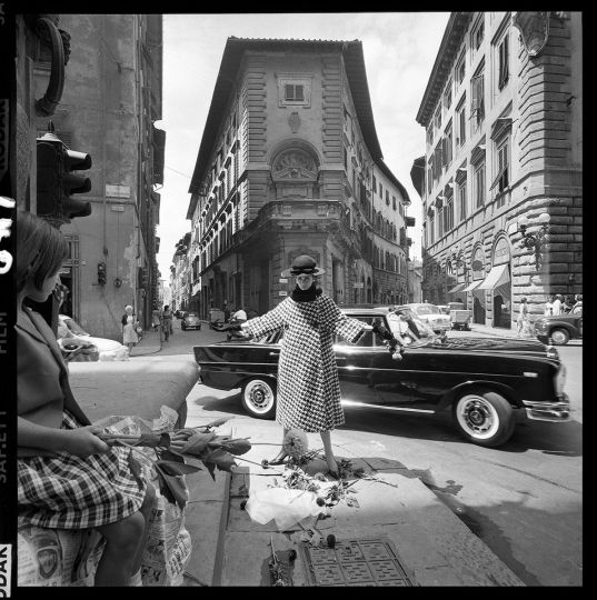 Girl with Mercedes, Florence Silver Gelatin Photograph Executed in 1961 © Brian Duffy - Courtesy Holden Luntz Gallery