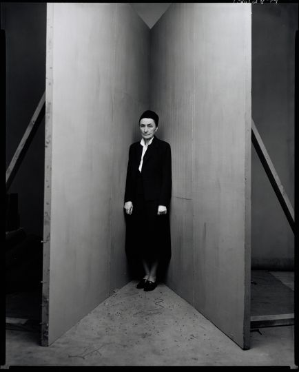 Georgia O'Keeffe (B), New York, 1948, gelatin silver print by Irving Penn. Gift of Robert A. Freson Family, Bowdoin College Museum of Art, Brunswick, Maine. ©The Irving Penn Foundation.