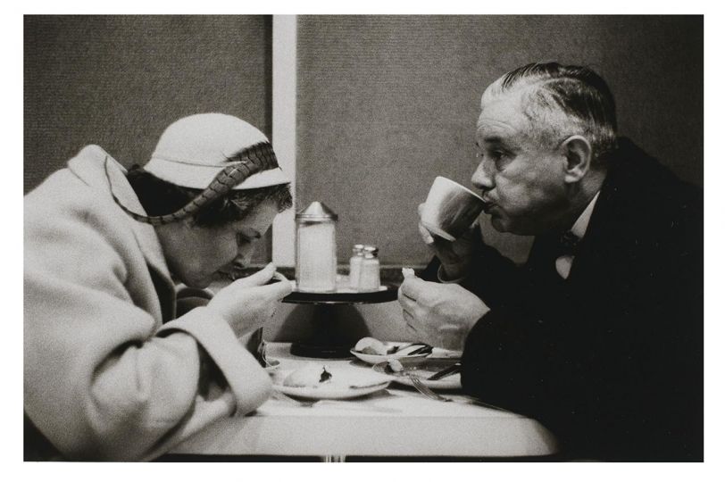 Diane Arbus, 
Couple eating, N.Y.C., 1956
Gelatin silver print, sheet: 27.9 × 35.6 cm
Art Gallery of Ontario. Gift of Sandra Simpson, 2016 © Estate of Diane Arbus