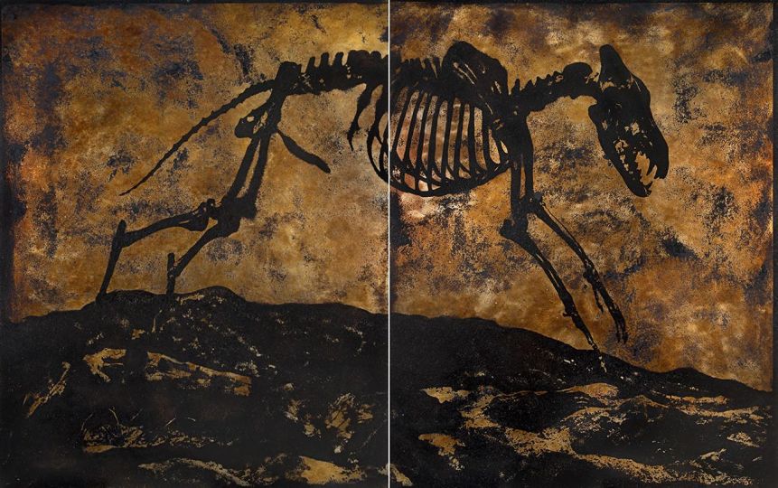 Matthew Brandt, La Brea D2AB2, 2013. Heliograph, sun cured tar collected from La Brea Tar Pits, Los Angeles, CA, on aluminum, 60 x 88 inches. Courtesy of the Artist © Matthew Brandt