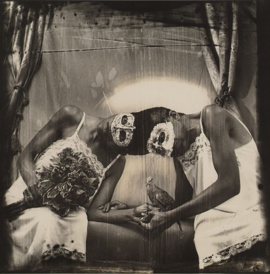Joel-Peter Witkin, Siamese Twins, Los Angeles, 1988 toned gelatin silver print, 28 1/2 x 28 1/4 in., ©Joel-Peter Witkin 