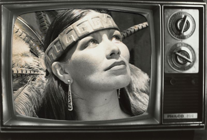 Hulleah J. Tsinhnahjinnie, Native American (Seminole-Muscogee-Navajo), b
Vanna Brown, Azteca Style, 1990
Photocollage
15 11/16 × 22 13/16