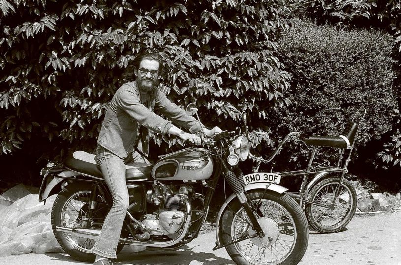 George on Triump at Friar Park. © Pattie Boyd Archive - Courtesy Reel Art Press