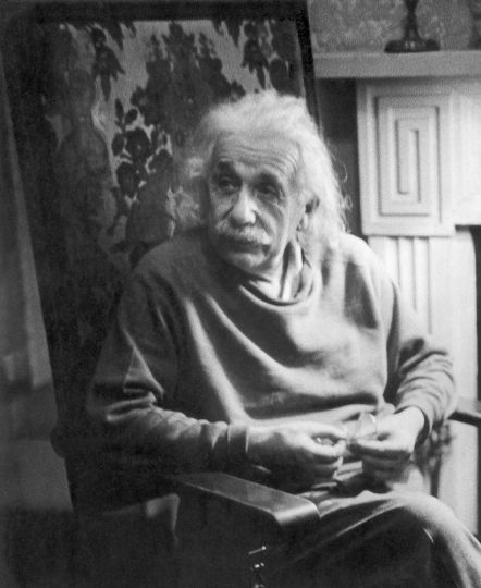 Albert Einstein at home in New Jersey in 1948. Photograph © Marilyn Stafford