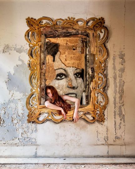 Petra with Miss Lebanon 1972, Gemmayze, Lebanon, 2022 (wall art by Brady Black) © Rania Matar- Courtesy of the artist and Fitchburg Art Museum