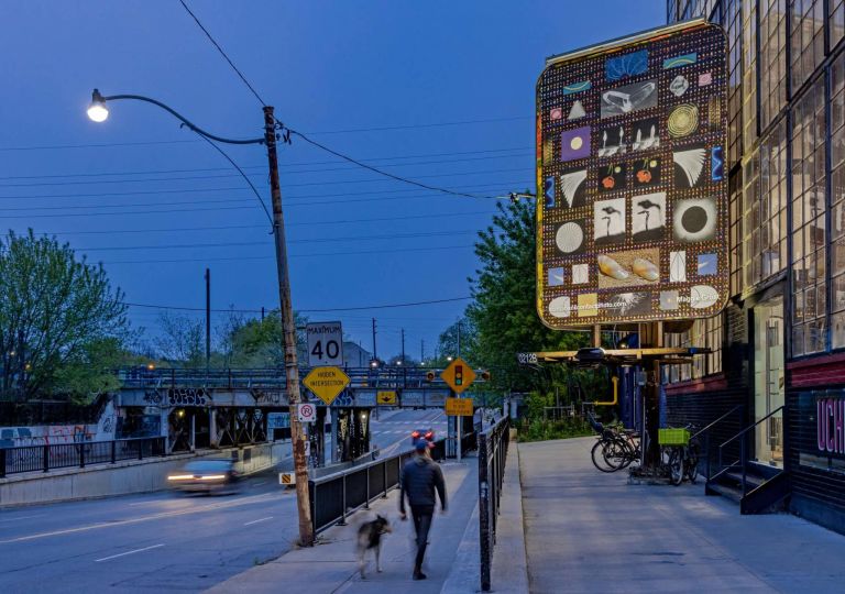 Maggie Groat, DOUBLE PENDULUM, 2023, installation view, billboards at Dovercourt Rd and Dupont St, Toronto. Courtesy of the artist and Scotiabank CONTACT Photography Festival. Photo: Toni Hafkenscheid.